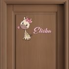 Drevená menovka na dvere so žirafkou – meno na želanie