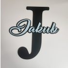 Drevená menovka na dvere s iniciálou a menom