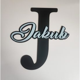 Drevená menovka na dvere s iniciálou a menom