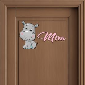 Detská menovka na dvere s hrošíkom