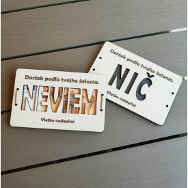   Vtipná drevená obálka na peniaze – s nápisom „NEVIEM/ NIČ“