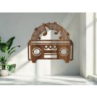 Drevená dekorácia na stenu (DJ pult s hudobnými motívmi)