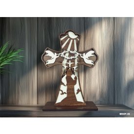 Drevený Kríž s Náboženským Motívom