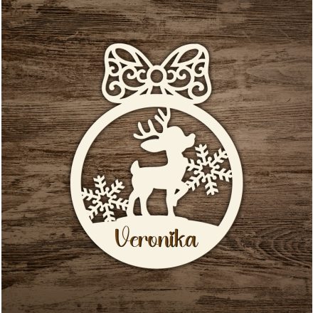 Vianočná drevená ozdoba s jeleňom a snehovými vločkami