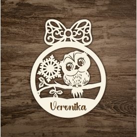 Vianočná drevená ozdoba so sovičkou a menom