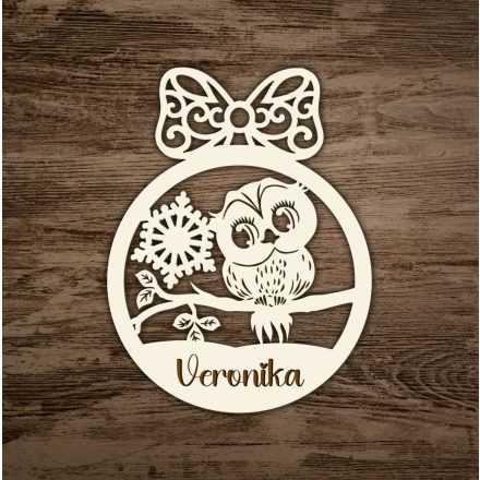 Vianočná drevená ozdoba so sovičkou a menom