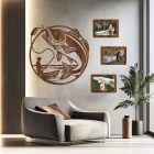 Drevená nástenná dekorácia pre rybárov s 3 fotorámikmi