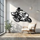 Drevený obraz motocyklistu – 3D športová dekorácia na stenu