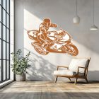 Drevený obraz motocyklistu – 3D športová dekorácia na stenu