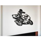 Drevený obraz motocyklistu – 3D športová dekorácia na stenu