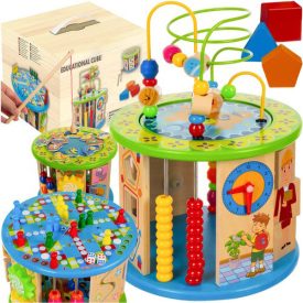   Drevená vzdelávacia kocka pre deti s mnohými funkciami a hrami!