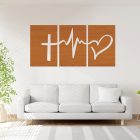 Drevený triptych „Kríž, srdce a pulz“