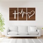 Drevený triptych „Kríž, srdce a pulz“