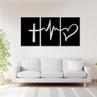 Drevený triptych „Kríž, srdce a pulz“
