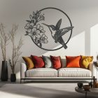 Drevený obraz – Kolibrík a kvety v kruhu