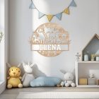 Drevený obraz džungľa so zvieratkami a menom – personalizovaná dekorácia na stenu