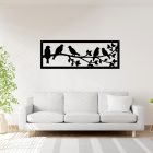 Drevený obraz – Vtáky na konári v ráme