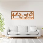 Drevený obraz – Vtáky na konári v ráme