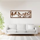 Drevený obraz – Vtáky na konári v ráme