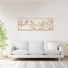 Drevený obraz – Vtáky na konári v ráme