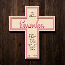   Drevený personalizovaný kríž – Pamiatka na 1. sväté prijímanie