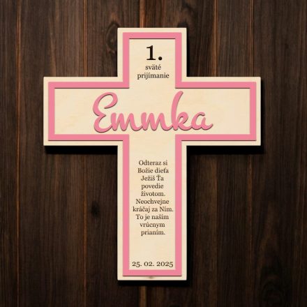 Drevený personalizovaný kríž – Pamiatka na 1. sväté prijímanie