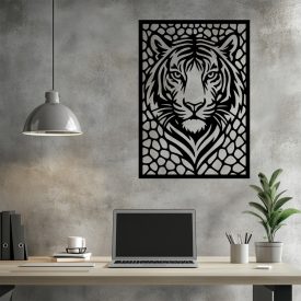   Drevený obraz tiger – elegantná zvieracia dekorácia na stenu