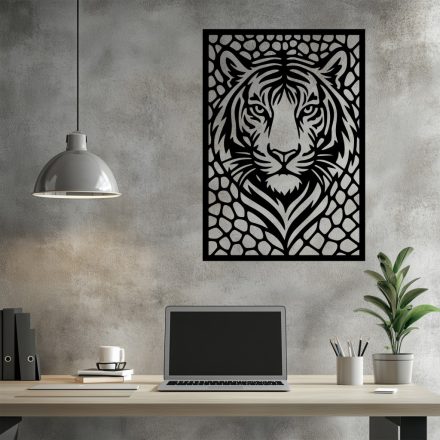 Drevený obraz tiger – elegantná zvieracia dekorácia na stenu