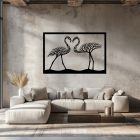 Drevený obraz – Zamilované plameniaky s vetvami