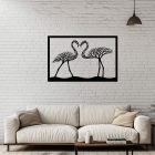 Drevený obraz – Zamilované plameniaky s vetvami