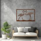 Drevený obraz – Zamilované plameniaky s vetvami