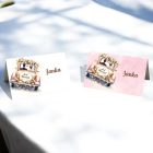 Papierová svadobná menovka s autom – voliteľné farby pozadia