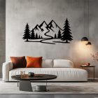 Drevený obraz hory a les – štýlová dekorácia na stenu