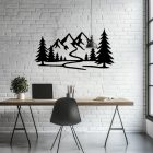 Drevený obraz hory a les – štýlová dekorácia na stenu