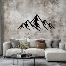   Drevený obraz hory – minimalistická nástenná dekorácia