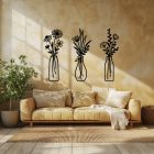 Drevený obraz s kvetmi vo váze – minimalistická nástenná dekorácia