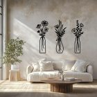 Drevený obraz s kvetmi vo váze – minimalistická nástenná dekorácia