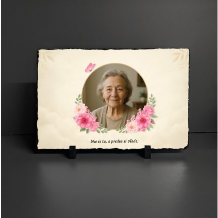 Pamätná tabuľa s fotografiou a citátom – UV tlačená bridlica