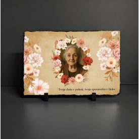   Pamätná tabuľa s fotografiou a citátom – UV tlačená bridlica