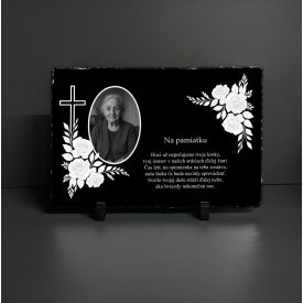   Pamätná tabuľa s fotografiou a citátom – UV tlačená bridlica