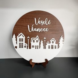 Veselé Vianoce – Vianočná drevená dekorácia