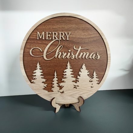 Merry Christmas – elegantná vianočná drevená dekorácia