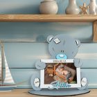 Drevený fotorámik s medvedíkom – s údajmi o narodení a menom dieťaťa