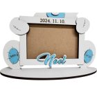 Drevený fotorámik s medvedíkom – s údajmi o narodení a menom dieťaťa