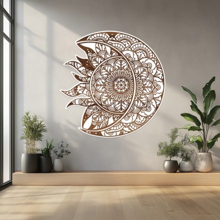 Drevený obraz na stenu – Mandala Slnka a Mesiaca